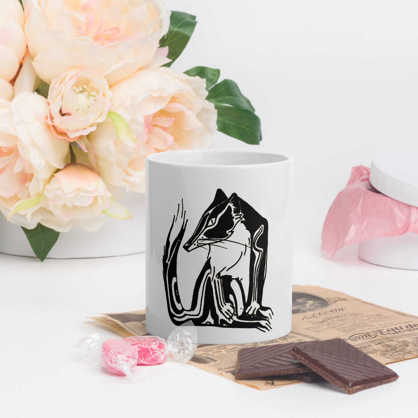 White glossy mug